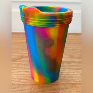 Rainbow swirl Colorful Silicone Cup with lid